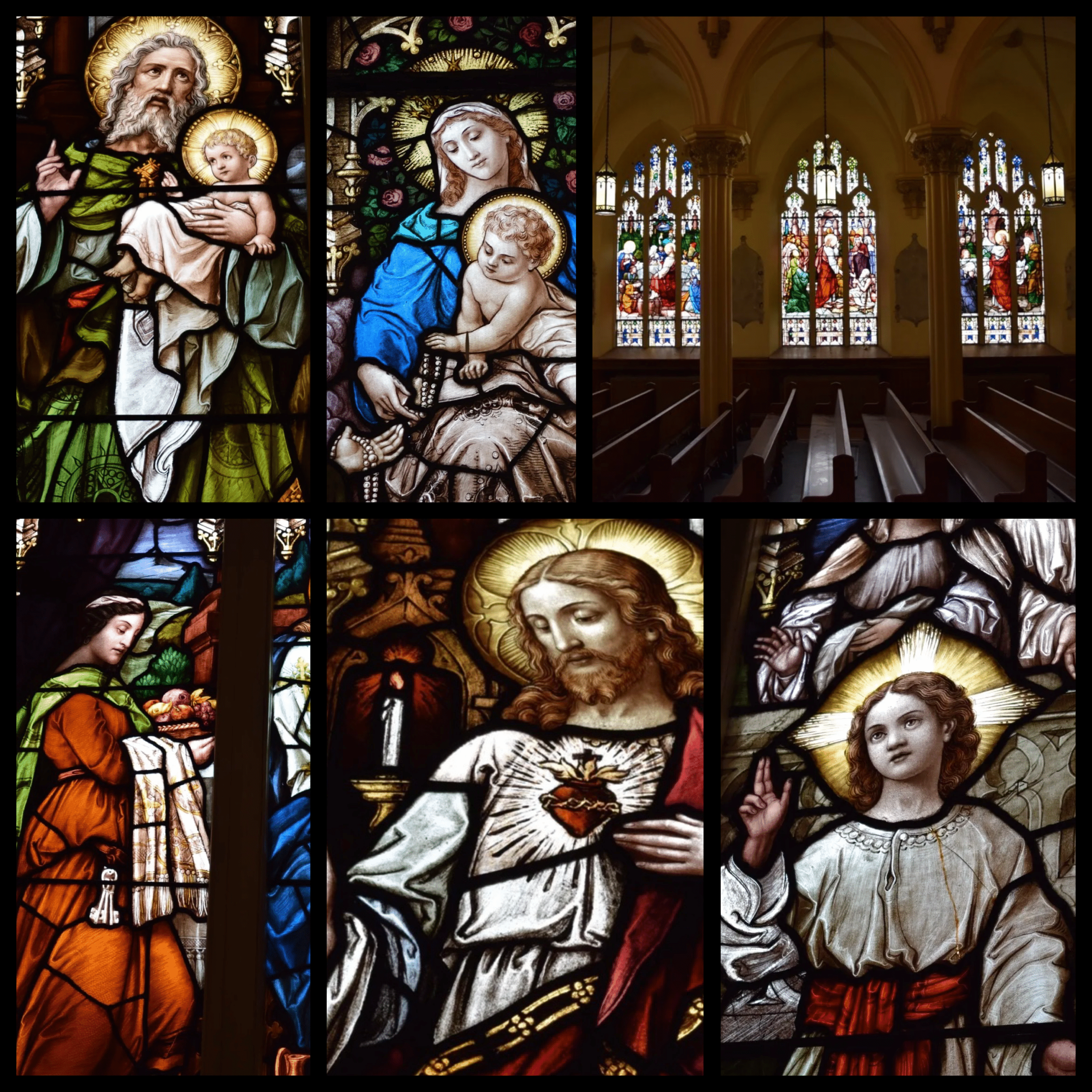 Set of 12 German “Life of Christ” Antique Stained Glass Church Windows + Made in Munich