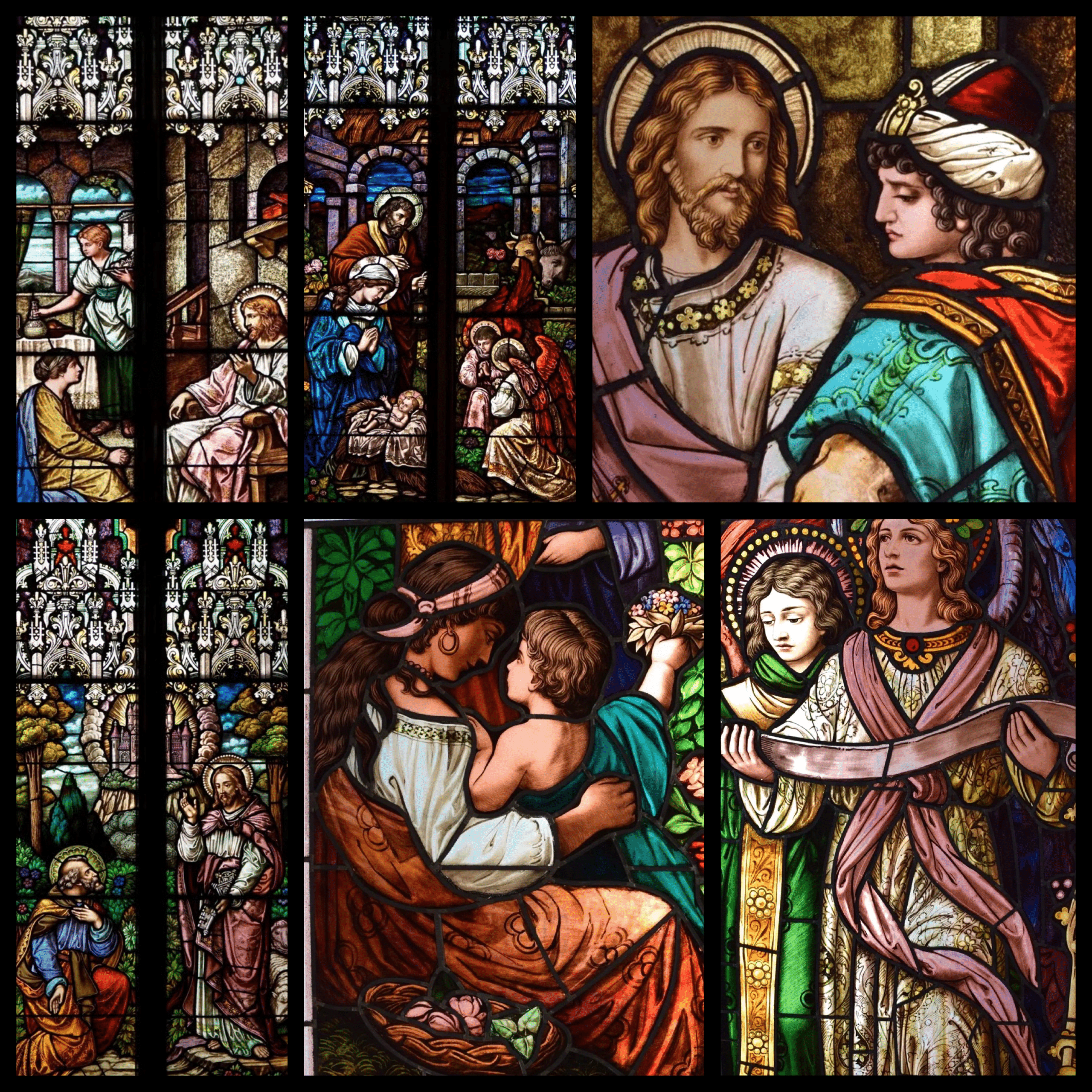 Set of 10 German Antique Stained Glass Church Windows (10 of 17)